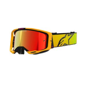 Motokros očala Alpinestars Vision 8 Corp rumeno-roza z zrcalno rdečo lečo