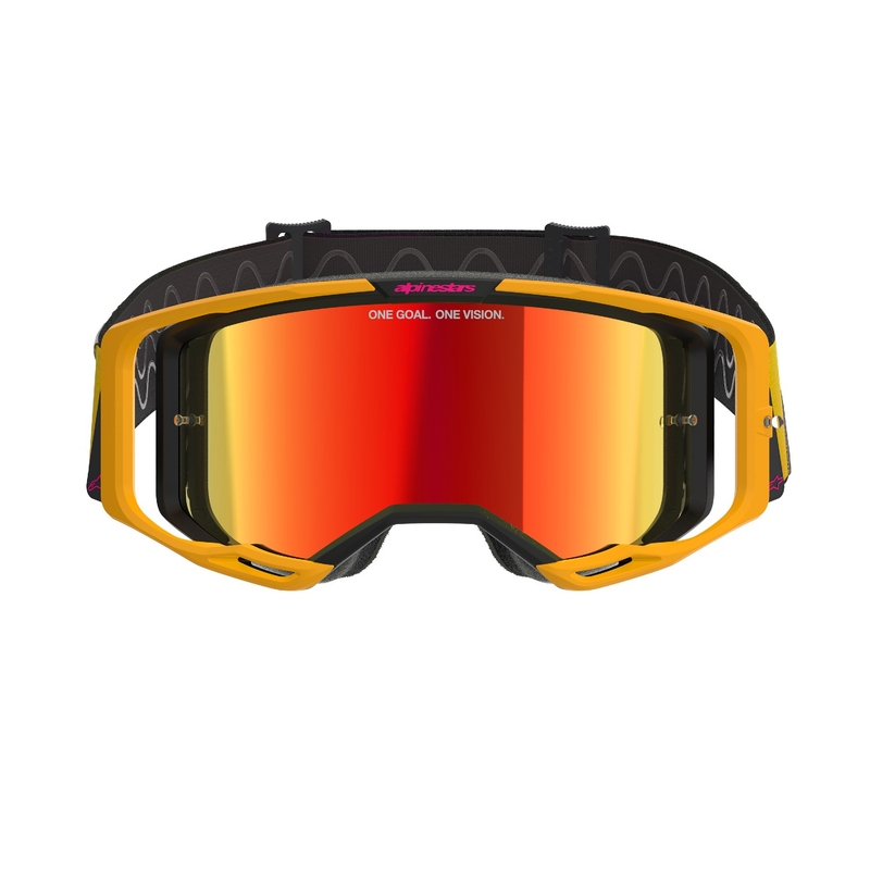 Motokros očala Alpinestars Vision 8 Corp rumeno-roza z zrcalno rdečo lečo