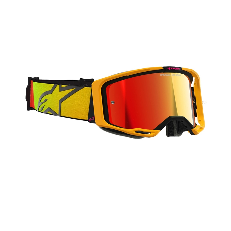 Motokros očala Alpinestars Vision 8 Corp rumeno-roza z zrcalno rdečo lečo