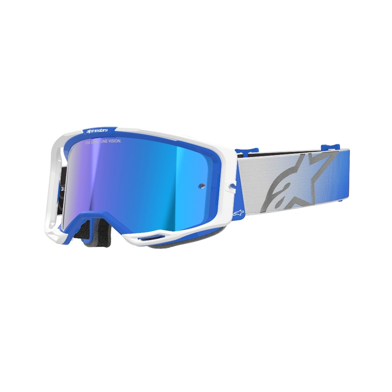 Motokros očala Alpinestars Vision 8 Corp modro-bela z zrcalnim modrim steklom
