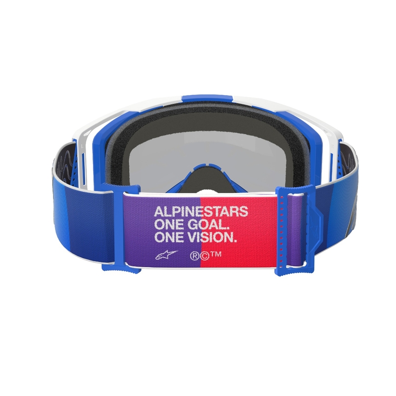 Motokros očala Alpinestars Vision 8 Corp modro-bela z zrcalnim modrim steklom