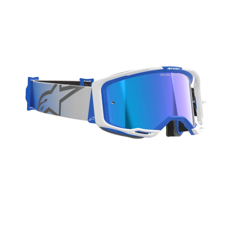Motokros očala Alpinestars Vision 8 Corp modro-bela z zrcalnim modrim steklom