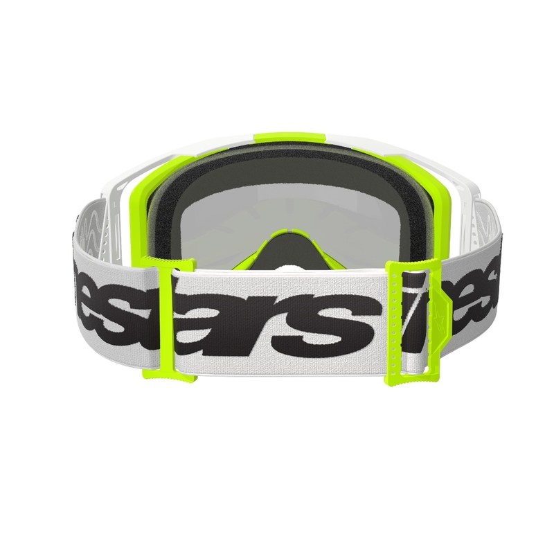 Motokros očala Alpinestars Vision 8 Wordmark White-Fluo Yellow z zrcalno srebrno lečo