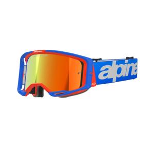 Motokros očala Alpinestars Vision 8 Wordmark modro-oranžna z zrcalno rdečo lečo
