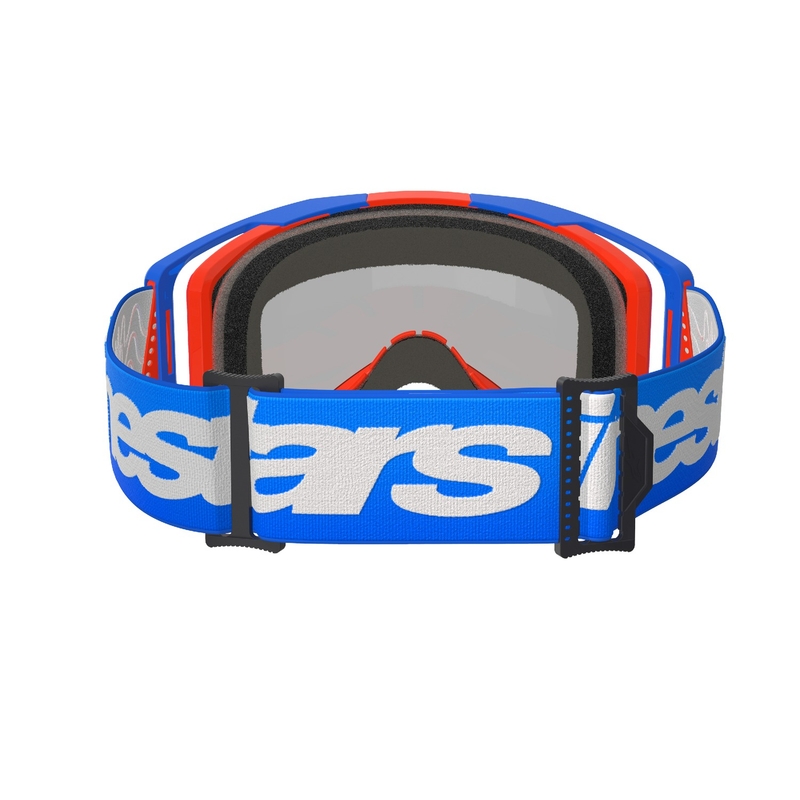 Motokros očala Alpinestars Vision 8 Wordmark modro-oranžna z zrcalno rdečo lečo