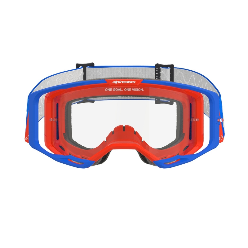 Motokros očala Alpinestars Vision 8 Wordmark modro-oranžna s prozornim steklom razprodaja