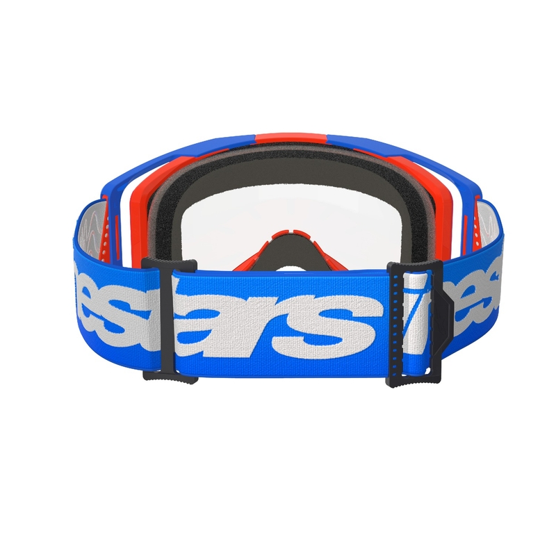 Motokros očala Alpinestars Vision 8 Wordmark modro-oranžna s prozornim steklom razprodaja