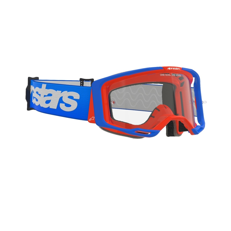 Motokros očala Alpinestars Vision 8 Wordmark modro-oranžna s prozornim steklom razprodaja