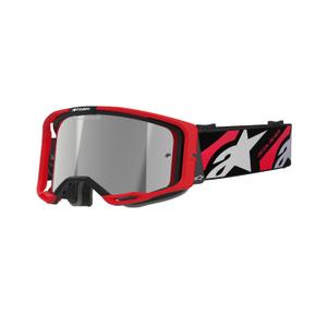 Rdeče-črna motokros očala Alpinestars Vision 8 Luar z zrcalno srebrno lečo