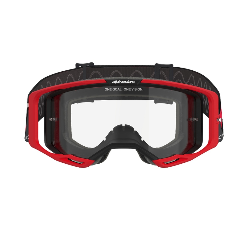 Motokros očala Alpinestars Vision 8 Luar rdeče-črna s prozornim steklom