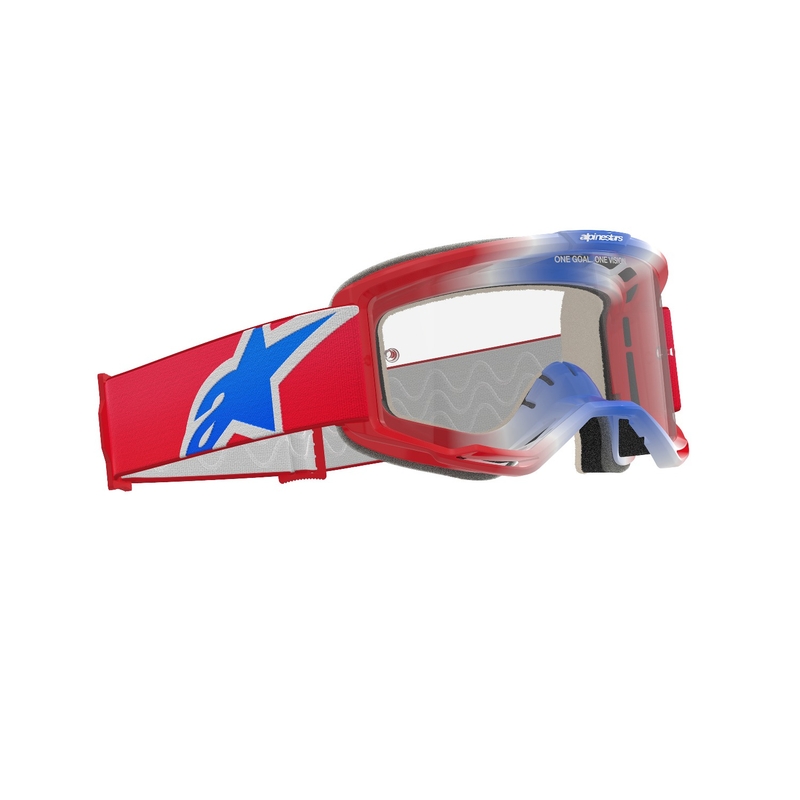 Alpinestars Vision 5 Corp motokros očala rdeče-belo-modra s prozornim steklom