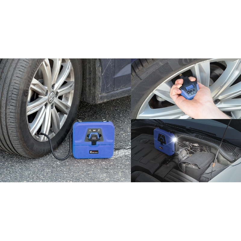 Kompresor 12V BOX digitalni 3v1