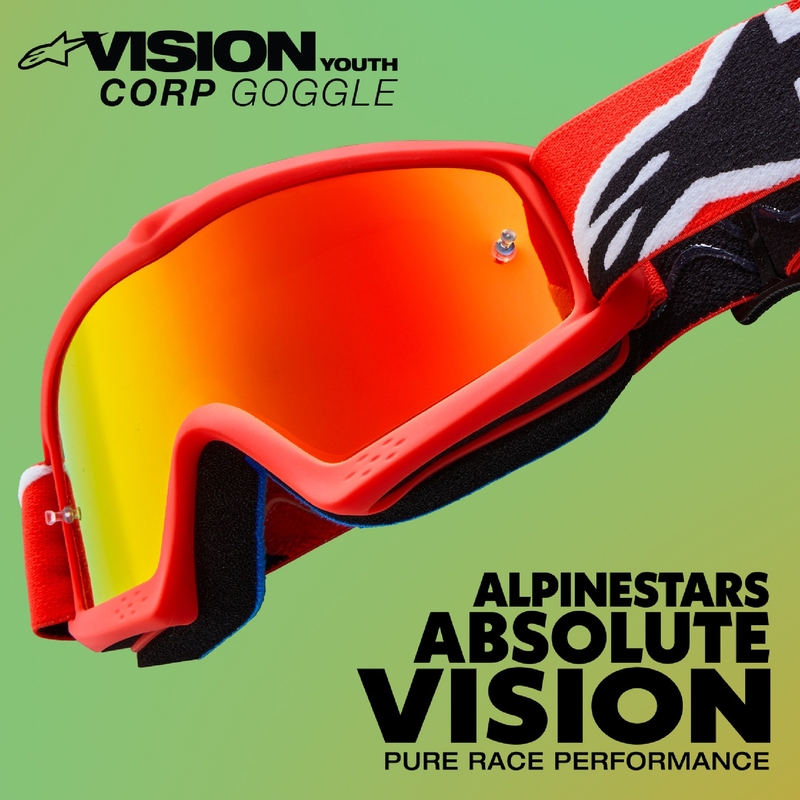 Otroška motokros očala Alpinestars Vision Youth Corp oranžna s prozornimi stekli