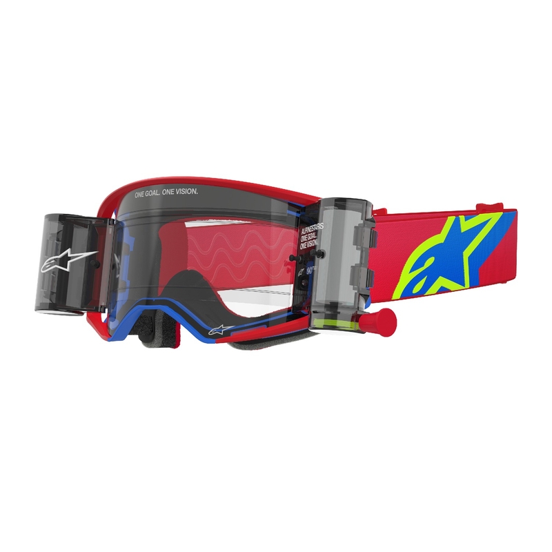 Alpinestars Supertech Corp ROLL-OFF Wide Vision motokros očala rdeče-modra s prozornimi lečami