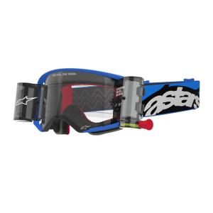Motokros očala Alpinestars Supertech Stream ROLL-OFF Wide Vision modra s prozornimi stekli