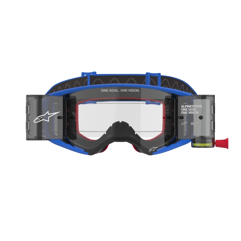 Motokros očala Alpinestars Supertech Stream ROLL-OFF Wide Vision modra s prozornimi stekli