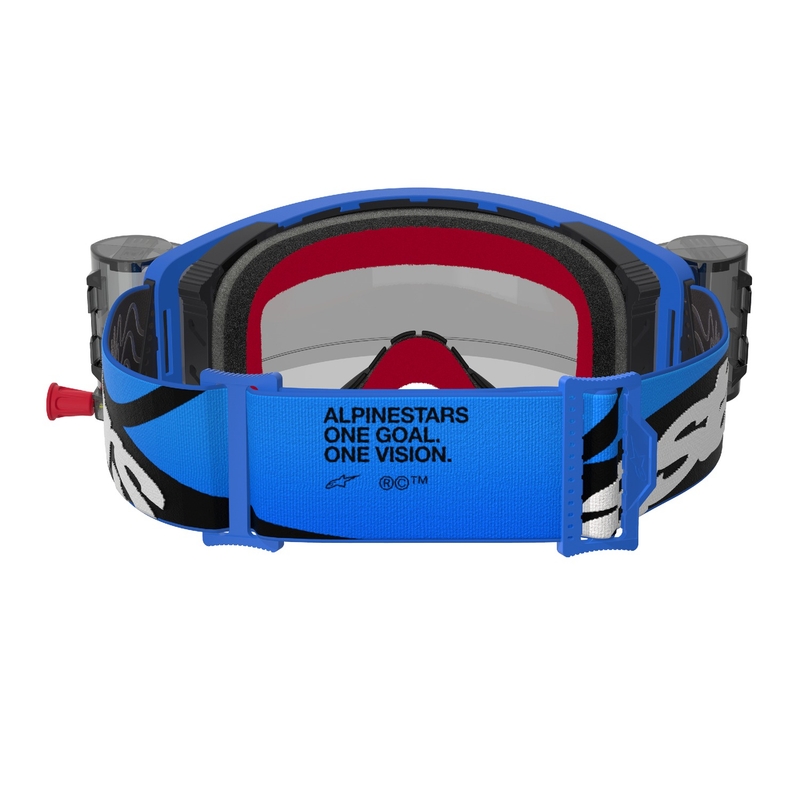 Motokros očala Alpinestars Supertech Stream ROLL-OFF Wide Vision modra s prozornimi stekli
