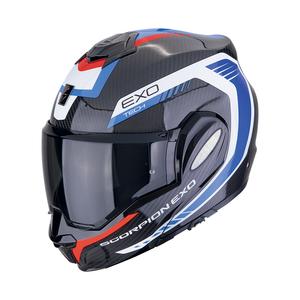 Motoristična čelada na preklop Scorpion EXO-TECH EVO CARBON COSY črno-modra-rdeča