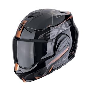 Motoristična čelada na preklop Scorpion EXO-TECH EVO TRAVELER črno-bakrena