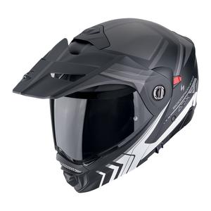 Motoristična čelada na preklop Scorpion ADX-2 LEWIS mat črno-srebrna