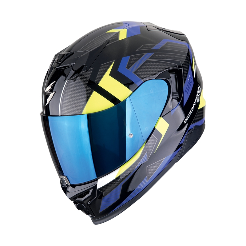 Integralna motoristična čelada Scorpion EXO-520 EVO AIR SENSUS črna-modra-fluo rumena razprodaja