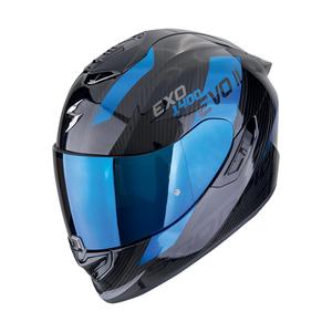 Integralna motoristična čelada Scorpion EXO-1400 EVO II CARBON AIR PLATTED črno-modra