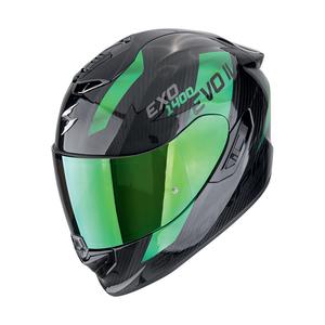 Integralna motoristična čelada Scorpion EXO-1400 EVO II CARBON AIR PLATTED črno-zelena
