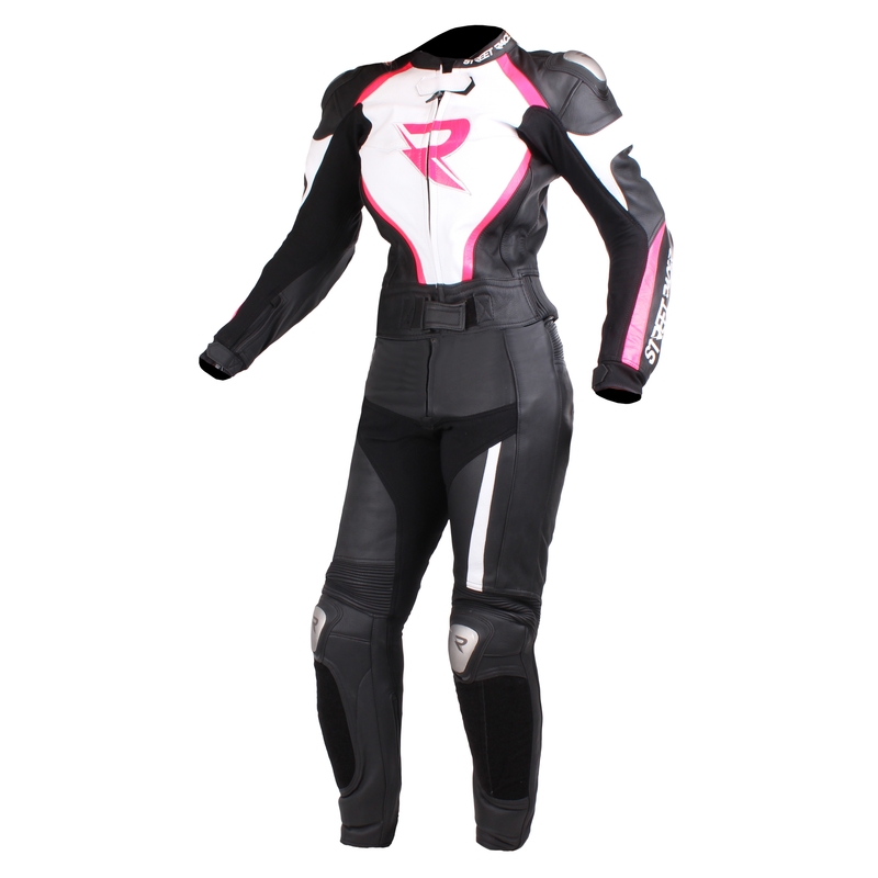 Ženski motoristični kombinezon Street Racer Andy Black-White-Fluo Pink razprodaja