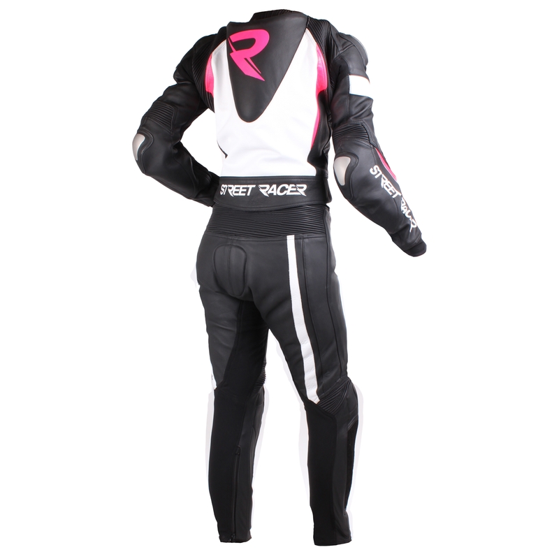 Ženski motoristični kombinezon Street Racer Andy Black-White-Fluo Pink razprodaja