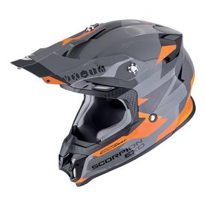 Motokros čelada Scorpion VX-16 EVO AIR ROD sivo-oranžna