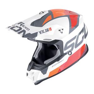 Motokros čelada Scorpion VX-16 EVO AIR ANALOG belo-oranžna