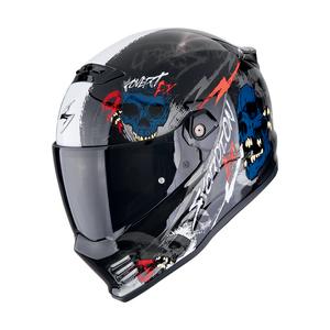 Scorpion COVERT FX SKULLZ integralna motoristična čelada črno-sivo-rdeča