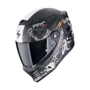 Integralna motoristična čelada Scorpion COVERT FX SKULLZ mat črno-sivo-zlata