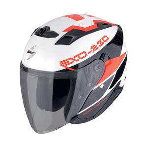 Odprta motoristična čelada SCORPION EXO-230 BAND belo-črno-rdeča