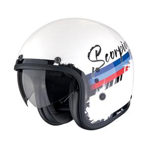 Odprta motoristična čelada Scorpion Belfast Evo ADONIS belo-rdeče-modra