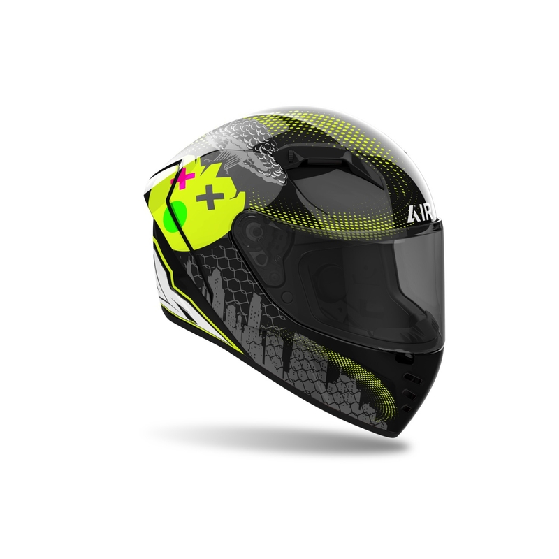 Integralna motoristična čelada Airoh CONNOR Gamer črno-siva-fluo rumena