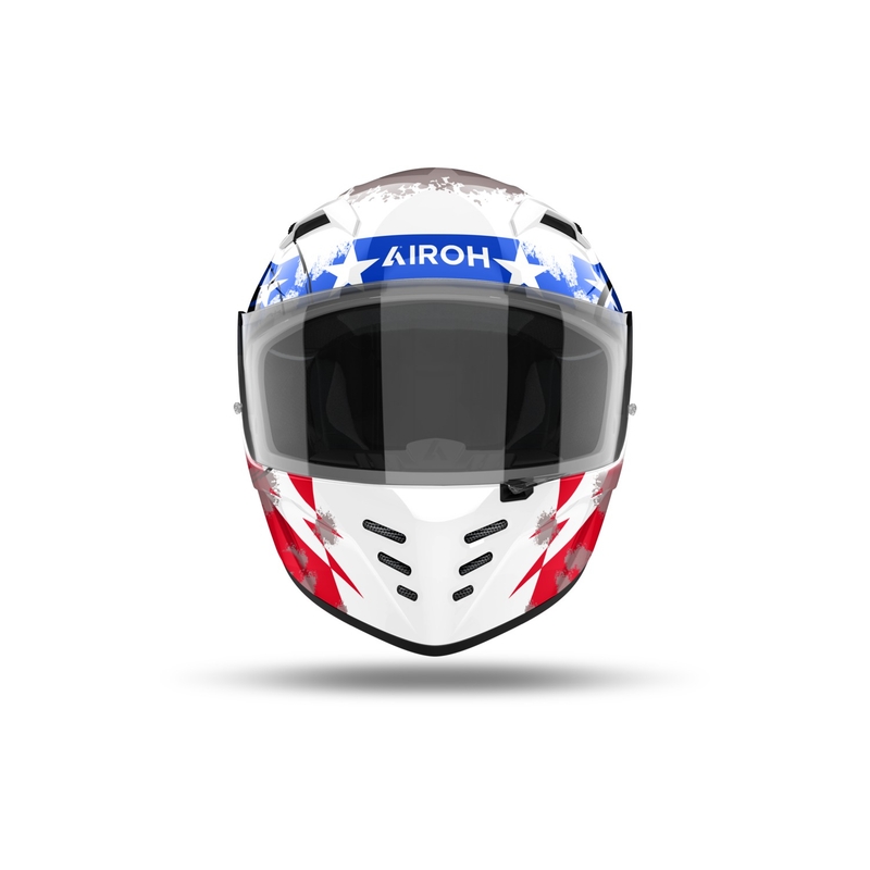 Integrirana motoristična čelada Airoh CONNOR Nation belo-rdeče-modra