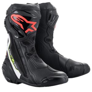 Motoristični škornji Alpinestars Supertech R črno-beli-fluo rdeče-fluo rumeni