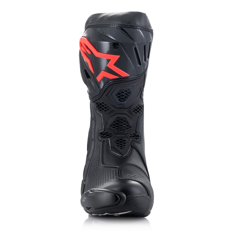 Motoristični škornji Alpinestars Supertech R črno-beli-fluo rdeče-fluo rumeni