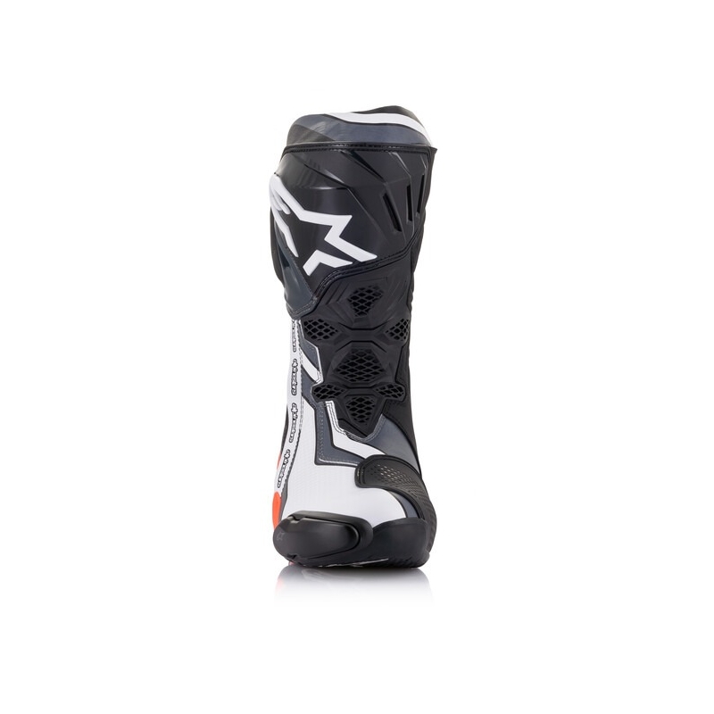 Motoristični škornji Alpinestars Supertech R črno-fluo rdeče-belo-sivi