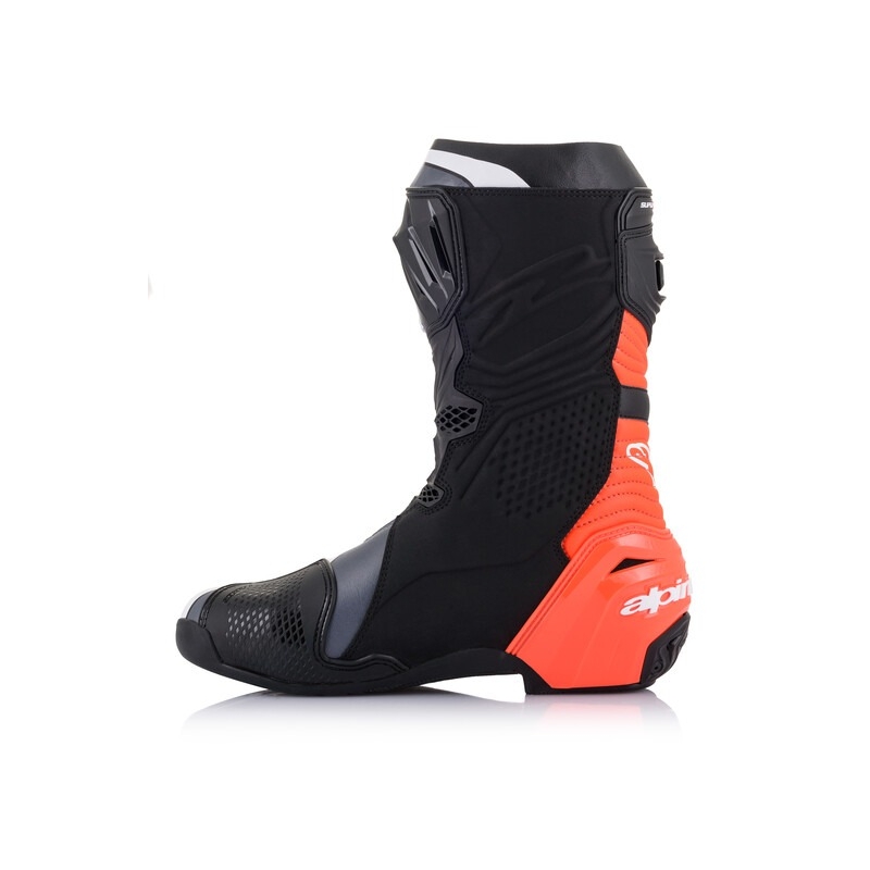 Motoristični škornji Alpinestars Supertech R črno-fluo rdeče-belo-sivi