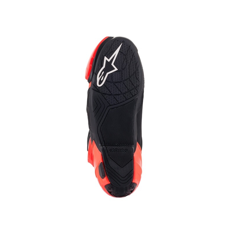 Motoristični škornji Alpinestars Supertech R Vented črno-beli-fluo rdeči