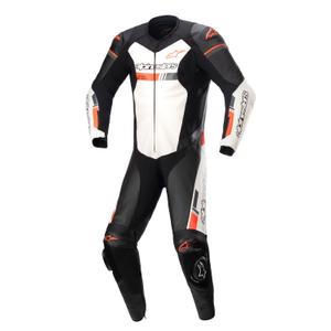 Alpinestars GP Force TECH-AIR 5 kompatibilna enodelna usnjena motoristična obleka črno-bela-fluo rdeča