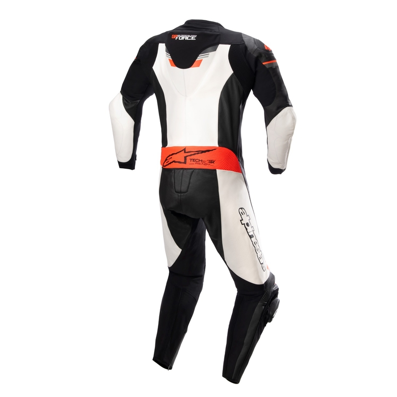 Alpinestars GP Force TECH-AIR 5 kompatibilna enodelna usnjena motoristična obleka črno-bela-fluo rdeča