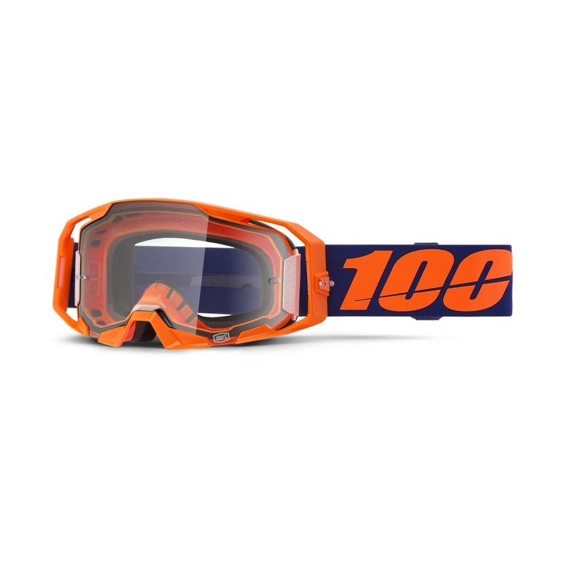 Motokros očala 100% ARmatic Neon Orange s prozornim pleksi steklom