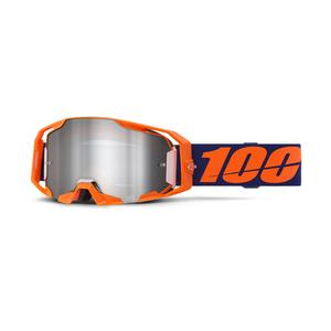 Motokros očala 100% ARmatic Neon Orange s srebrnim zrcalnim pleksi steklom