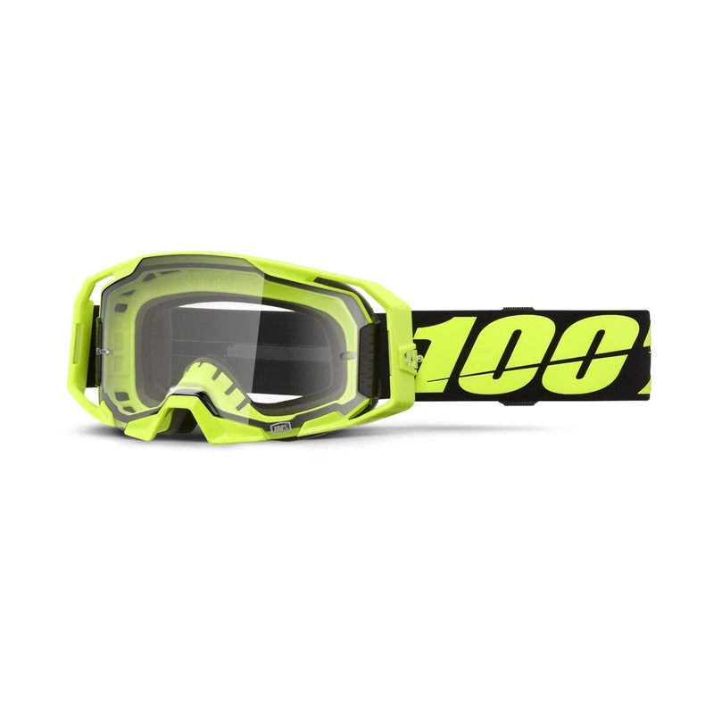 Motokros očala 100% ARmatic Neon Yellow s prozornim pleksi steklom