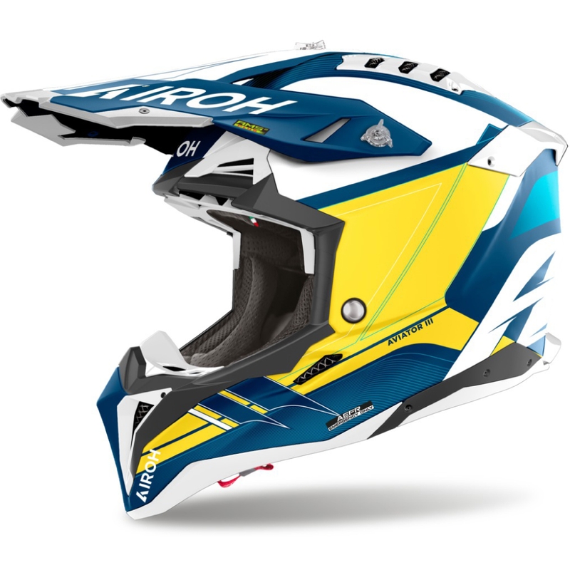 Čelada za motokros Airoh Aviator 3 Saber, mat modra
