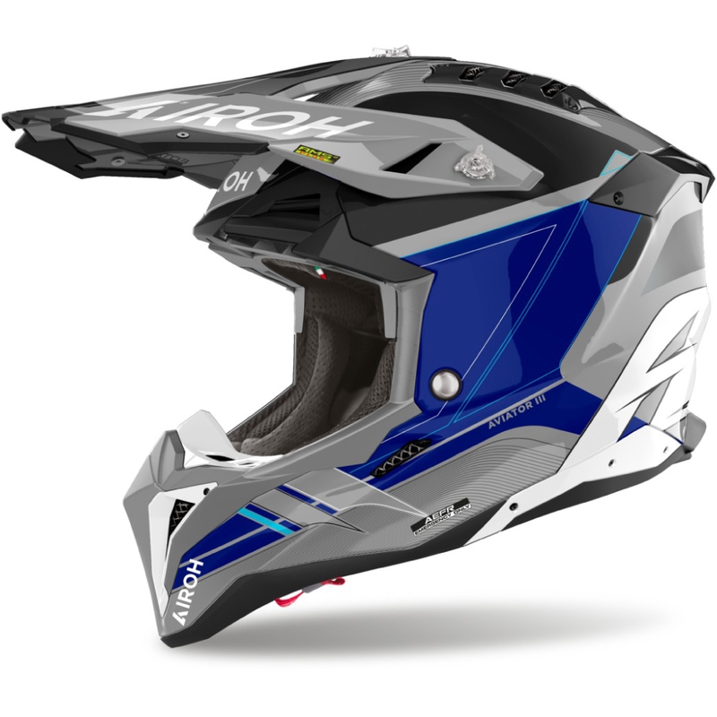 Motokros čelada Airoh Aviator 3 Sabre 2024 Glossy Blue