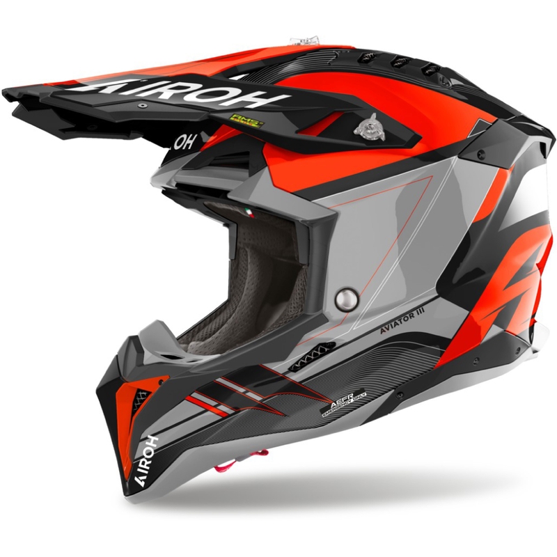 Motokros čelada Airoh Aviator 3 Sabre 2024 glossy oranžna